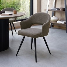 Sterling Brown Boucle Fabric Chairs with Black Legs