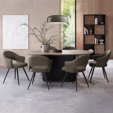Sterling Brown Boucle Fabric Chairs with Black Legs