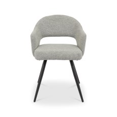 Sterling Grey Boucle Fabric Chairs with Black Legs