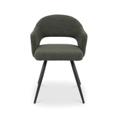 Sterling Green Boucle Fabric Chairs with Black Legs