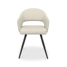 Sterling Ivory Faux Leather Chairs with Black Legs