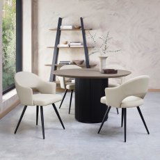Sterling Ivory Faux Leather Chairs with Black Legs