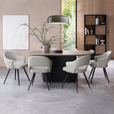 Sterling Light Grey Faux Leather Chairs with Black Legs