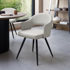 Sterling Light Grey Faux Leather Chairs with Black Legs