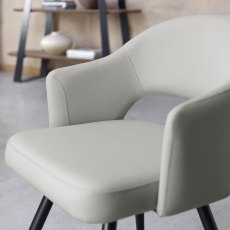 Sterling Light Grey Faux Leather Chairs with Black Legs