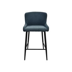 Rubens Blue Boucle Fabric Bar Stools with Black Legs