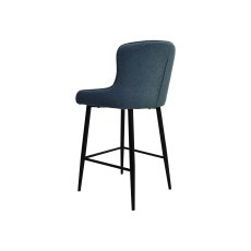 Rubens Blue Boucle Fabric Bar Stools with Black Legs