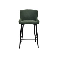 Rubens Green Boucle Fabric Bar Stools with Black Legs