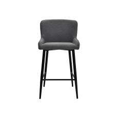 Rubens Grey Boucle Fabric Bar Stools with Black Legs