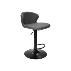 Rosso - Dark Grey Vintage Faux Leather Gas Lift Swivel Barstool with Black Base