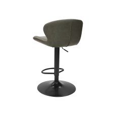 Rosso - Olive Vintage Faux Leather Gas Lift Swivel Barstool with Black Base