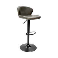 Rosso - Olive Vintage Faux Leather Gas Lift Swivel Barstool with Black Base
