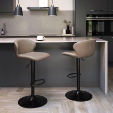 Rosso - Stone Vintage Faux Leather Gas Lift Swivel Barstool with Black Base