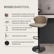 Rosso - Gas Lift Swivel Bar Stool in Stone Vintage Faux Leather Rosso - Gas Lift Swivel Bar Stool in Stone Vintage Faux Leather