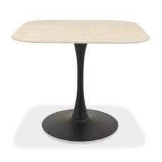 Carter Beige Ceramic Square Bistro Table with Black Base