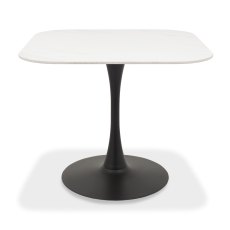 Carter White Ceramic Square Bistro Table with Black Base