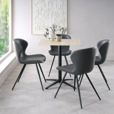 Baxter Beige Ceramic Square Bistro Table with Black Base