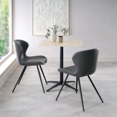 Baxter Beige Ceramic Square Bistro Table with Black Base