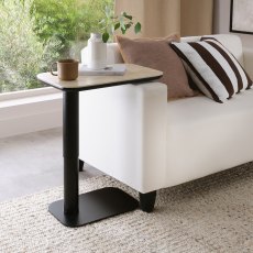 Riley Beige Ceramic Gas Lift Adjustable Sofa Table