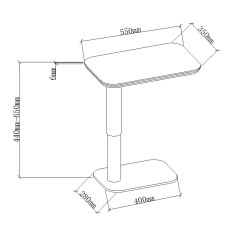Riley White Ceramic Gas Lift Adjustable Sofa Table