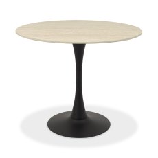 Mason Matt Beige Ceramic Circular Bistro Table With Black Base