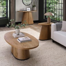 Astra Rustic Oak & Peppercorn Oval Coffee Table
