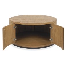 Astra Rustic Oak & Peppercorn Round Coffee Table