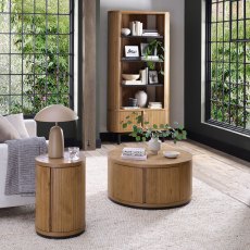 Astra Rustic Oak & Peppercorn Round Coffee Table