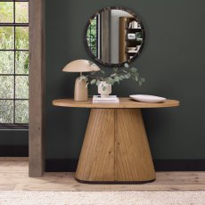 Astra Rustic Oak & Peppercorn Oval Console Table