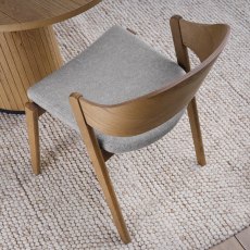 Astra Rustic Oak Ply Back Chair in Grey Fabric