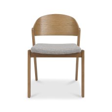 Astra Rustic Oak Ply Back Chair in Grey Fabric