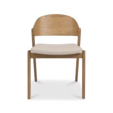 Astra Rustic Oak Ply Back Chair in Ivory Bonded Leather