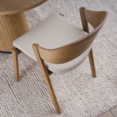 Astra Rustic Oak Ply Back Chair in Ivory Bonded Leather