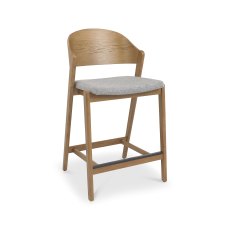 Astra Rustic Oak Bar Stool in Grey Fabric - Single