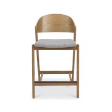 Astra Rustic Oak Bar Stool in Grey Fabric - Single