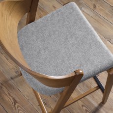 Astra Rustic Oak Bar Stool in Grey Fabric - Single