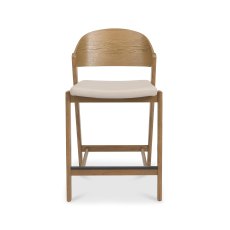 Astra Rustic Oak Bar Stool in Ivory Bonded Leather - Single