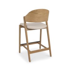 Astra Rustic Oak Bar Stool in Ivory Bonded Leather - Single