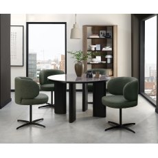 Carmen Gloss Grey Ceramic 4 Seater Dining Table with Black Oak Veneer Legs