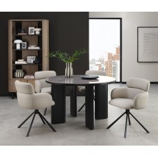 Carmen Gloss Grey Ceramic 4 Seater Dining Table with Black Oak Veneer Legs