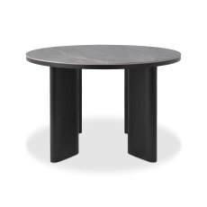 Carmen Gloss Grey Ceramic 4 Seater Dining Table with Black Oak Veneer Legs