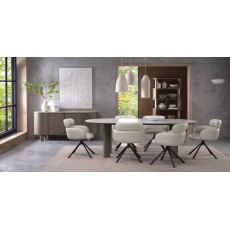 Nova Grey Oiled Oak 6 Seater Table with Monte Blanco Ceramic Top