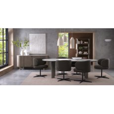Nova Grey Oiled Oak 6 Seater Table with Monte Blanco Ceramic Top