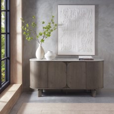 Nova Grey Oiled Oak Wide Sideboard with Monte Blanco Ceramic Top