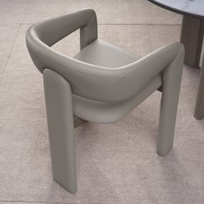 Nova Grey Oiled Oak Upholstered Chair - Grey Bonded Leather