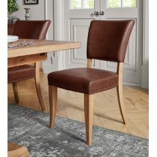 Rivera Rustic Oak Tan Faux Leather Dining Chairs