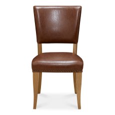 Rivera Rustic Oak Tan Faux Leather Dining Chairs