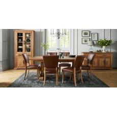 Rivera Rustic Oak Tan Faux Leather Dining Chairs
