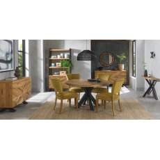 Constable Rustic Oak Dining Chairs in Mustard Velvet Fabric