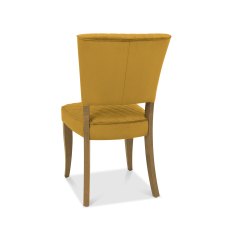 Constable Rustic Oak Dining Chairs in Mustard Velvet Fabric